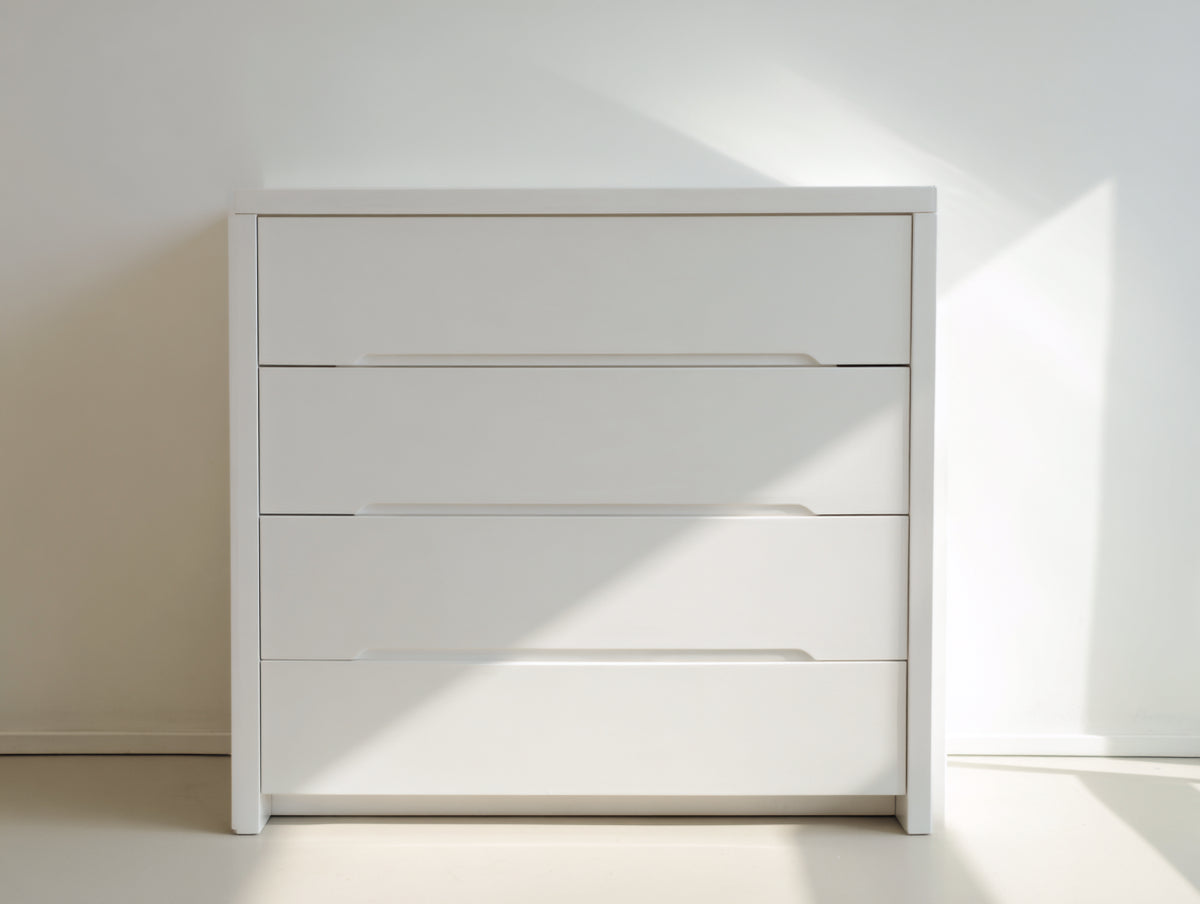Kommode mit Schubladen aus Holzwerkstoff 80x40x90 cm - Weiß - Modernes griffloses Design