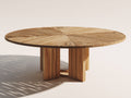 Gartentisch aus Holz 160 x 160 x 75 cm - Naturbraun - Rundes Lamellendesign für Garten und Terrasse
