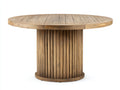 Gartentisch aus Holz 130 x 130 x 75 cm - Naturbraun - Rundes Säulendesign im rustikalen Stil für Garten und Terrasse