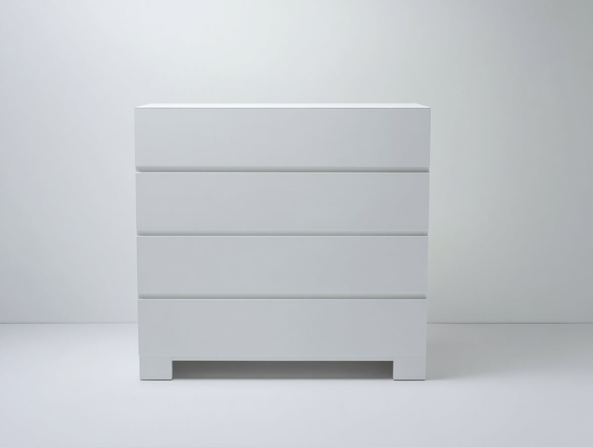 Kommode mit Schubladen aus Holzwerkstoff 90 x 42 x 95 cm - Weiß - 4 Schubladen für Schlafzimmer und Flur