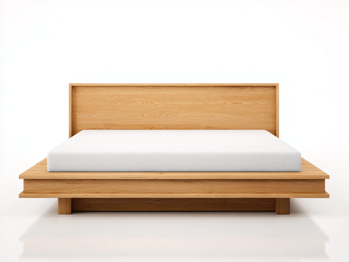 Doppelbett aus Holz 220 x 190 x 110 cm - Natur - Plattformdesign mit breitem Kopfteil
