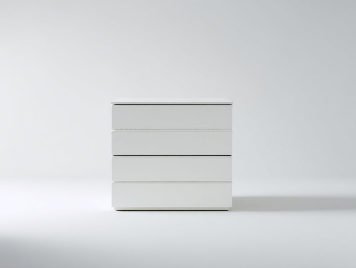 Kommode mit Schubladen aus Holzwerkstoff 80 x 40 x 90 cm - Weiß - 4 Schubladen für Schlafzimmer und Wohnbereich - Modernes Design