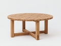 Gartentisch aus Holz 120 x 120 x 75 cm - Naturfarben - Rund mit Lattenplatte und Kreuzverstrebung