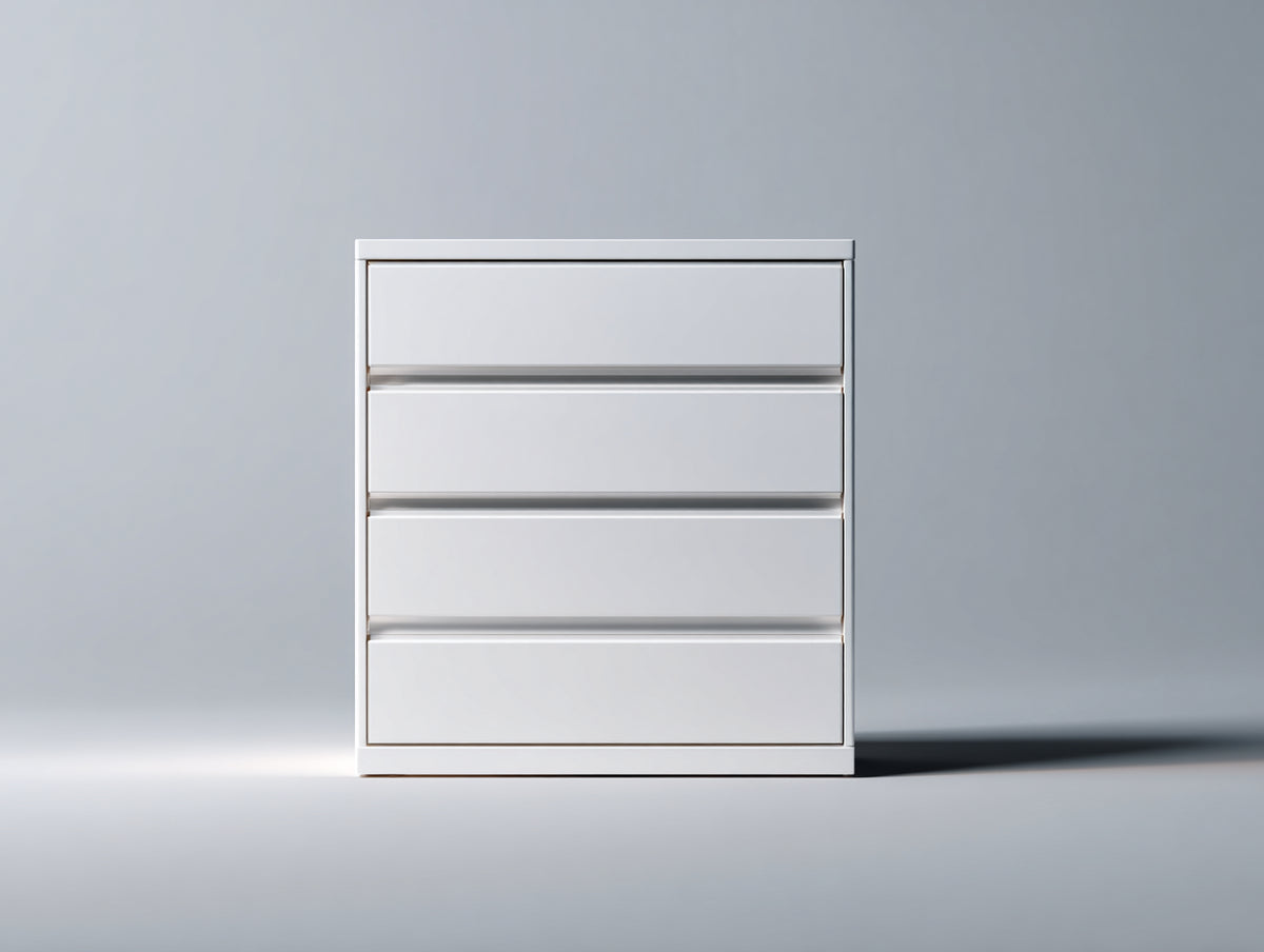 Kommode mit Schubladen aus Holzwerkstoff 75 x 40 x 90 cm - Weiß - 4 Schubladen im modernen Design