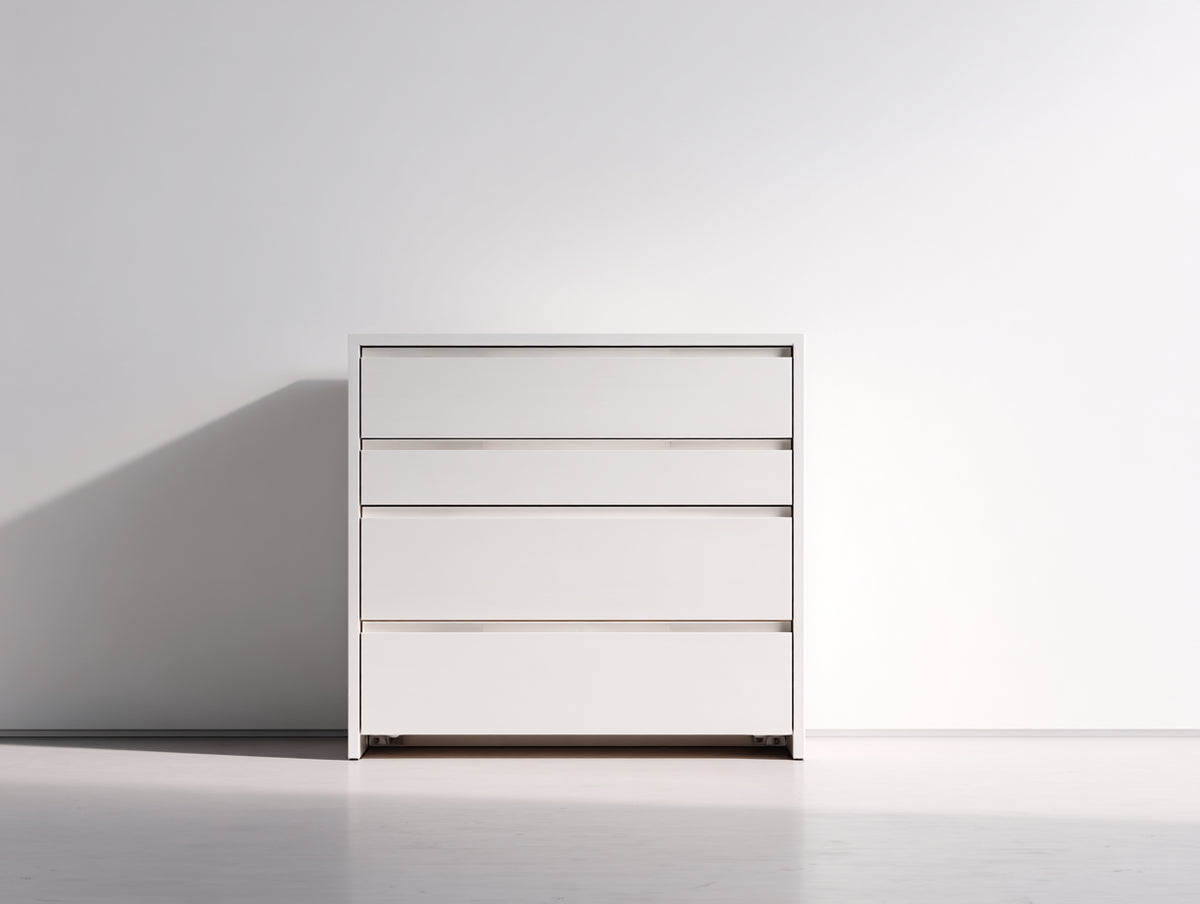 Kommode mit Schubladen aus Holzwerkstoff 80x40x95 cm - Weiß - 4 Schubladen modernes Design