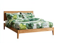 Doppelbett aus Massivholz 220 x 220 x 130 cm - Naturbraun - Moderner Rahmen mit erhöhtem Kopfteil