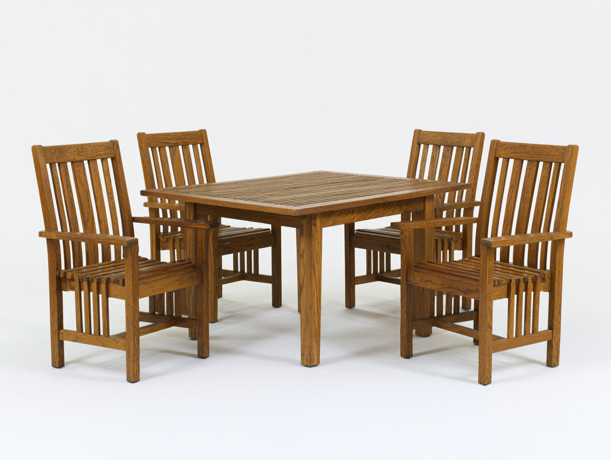 Garten Essgarnituren aus Holz 150 x 90 x 75 cm - Naturbraun - 5-teiliges Landhausdesign für Terrasse und Garten