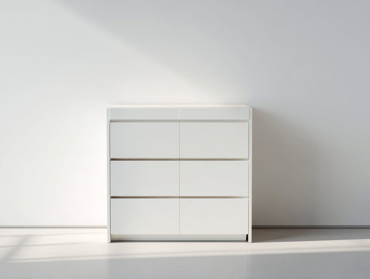 Kommode mit Schubladen aus Holzwerkstoff 80 x 40 x 90 cm - Weiß - 6 Schubladen im modernen Design