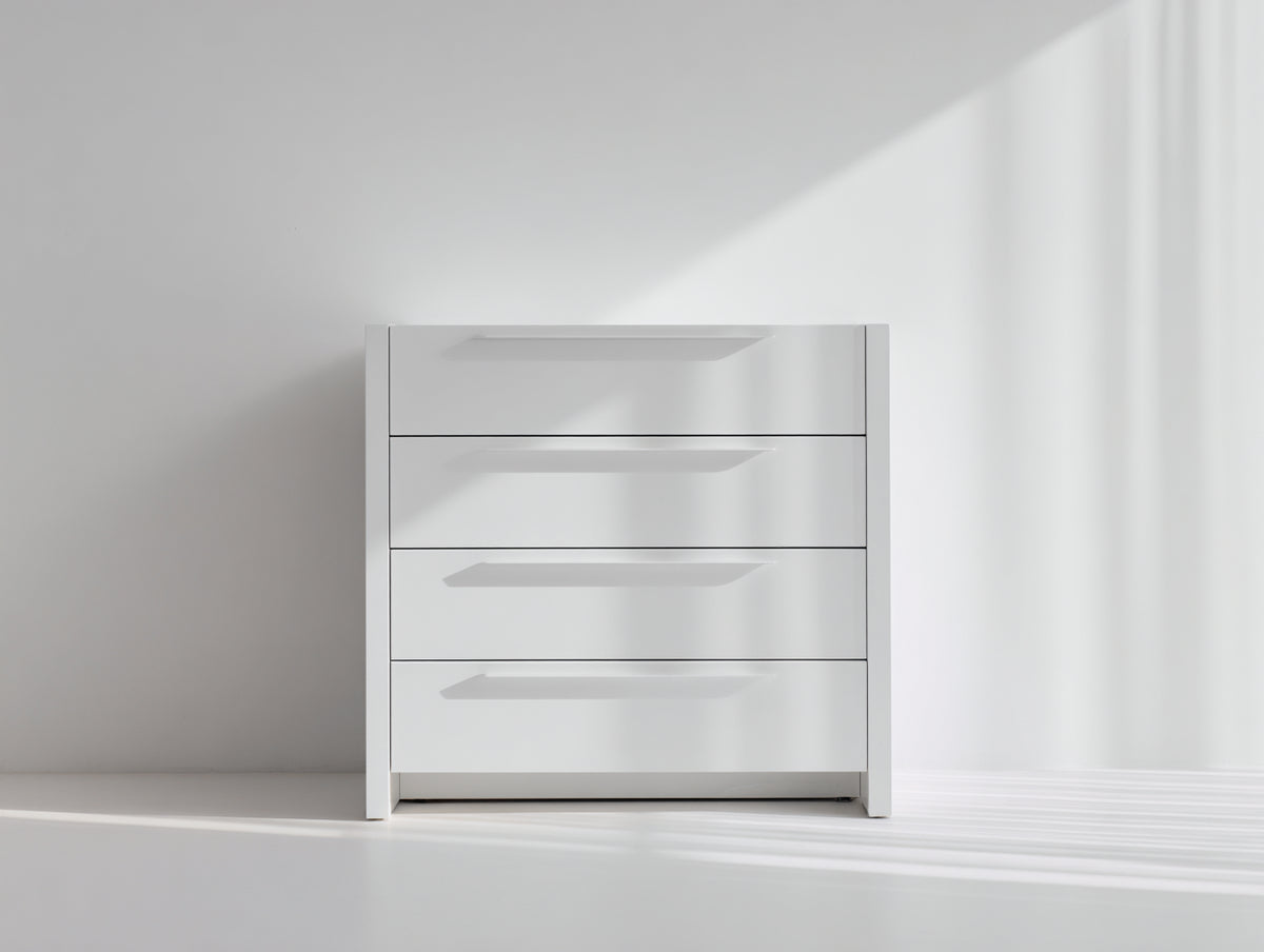 Kommode mit Schubladen aus Holzwerkstoff 80 x 40 x 85 cm - Weiß - 4 Schubladen für Schlafzimmer und Wohnbereich